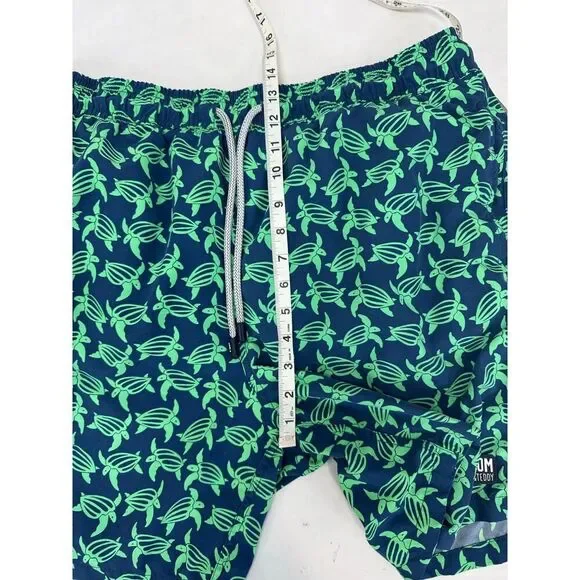 Tom & Teddy Swim Trunks Sea Turtle Print Men's Green Navy Board Shorts - Size XL - Picture 6 of 7